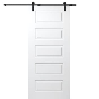 Image for Mmi Door Primed Rockport 32" X 80" Kit With Black Barn Door Hardware from HD Supply