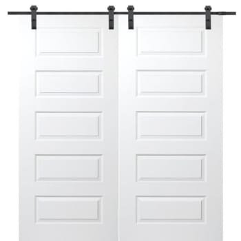 Image for Mmi Door Primed Rockport 72" X 80" Kit With Black Barn Door Hardware from HD Supply