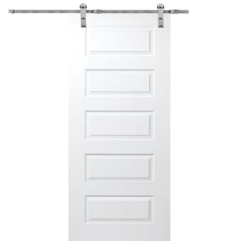 Mmi Door Primed Rockport 32" X 80" Kit With Stainless Steel Barn Door Hardware