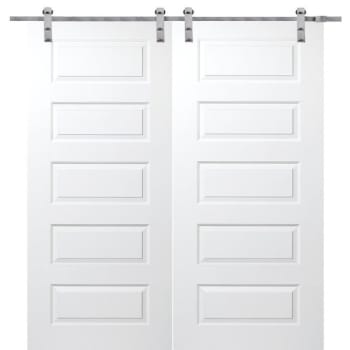 Image for Mmi Door Primed Rockport 60" X 80" Kit With Stainless Steel Barn Door Hardware from HD Supply