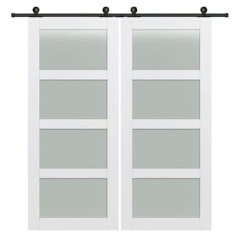 Image for Mmi Door Primed 4-Lite 72" X 84" Kit With Black Barn Door Hardware from HD Supply