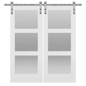 Image for Mmi Door Primed 3-Lite 72" X 84" Kit With Stainless Steel Barn Door Hardware from HD Supply