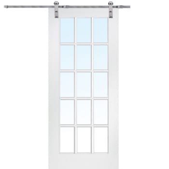 Image for Mmi Door Primed 15 Lite 36" X 84" Kit With Stainless Steel Barn Door Hardware from HD Supply