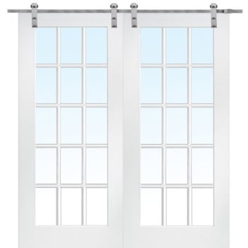Image for Mmi Door Primed 15 Lite 64" X 80" Kit With Stainless Steel Barn Door Hardware from HD Supply