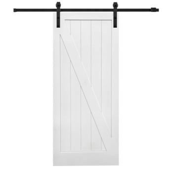 Image for Mmi Door Primed Z-Plank 42" X 84" Kit With Black Barn Door Hardware from HD Supply