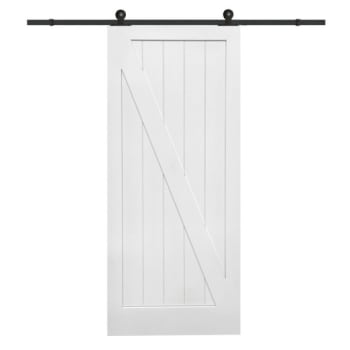 Image for Mmi Door Primed Z-Plank 36" X 84" Kit With Black Barn Door Hardware from HD Supply