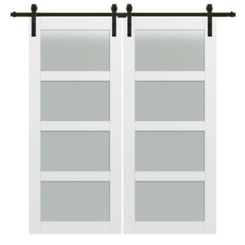 Image for Mmi Door Primed 4-Lite 84" X 84" Kit With Oil Rubbed Bronze Barn Door Hardware from HD Supply