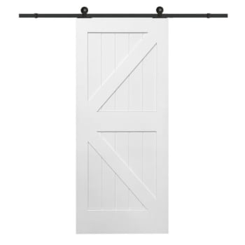 Image for Mmi Door Primed K-Plank 36" X 84" Kit With Black Barn Door Hardware from HD Supply