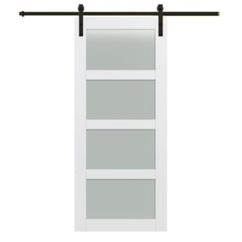Image for Mmi Door Primed 4-Lite 36" X 84" Kit With Oil Rubbed Bronze Barn Door Hardware from HD Supply