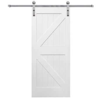 Image for Mmi Door Primed K-Plank 36" X 84" Kit With Stainless Steel Barn Door Hardware from HD Supply
