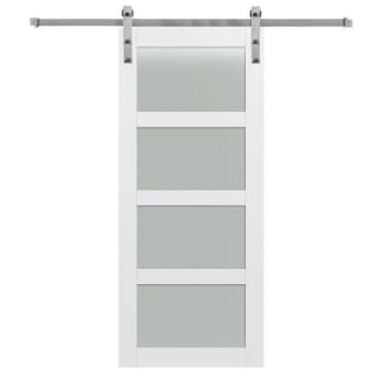 Image for Mmi Door Primed 4-Lite 36" X 84" Kit With Stainless Steel Barn Door Hardware from HD Supply