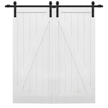 Image for Mmi Door Primed Z-Plank 84" X 84" Kit With Black Barn Door Hardware from HD Supply