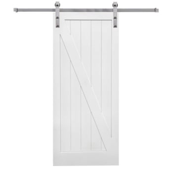 Image for Mmi Door Primed Z-Plank 36" X 84" Kit With Stainless Steel Barn Door Hardware from HD Supply