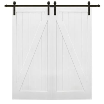 Image for Mmi Door Primed Z-Plank 84" X 84" Kit With Oil Rubbed Bronze Barn Door Hardware from HD Supply