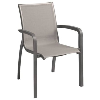 Image for Grosfillex Sunset Stacking Armchair In Solid Gray / Volcanic Black, Case Of 4 from HD Supply