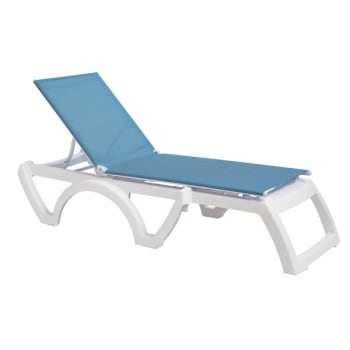 Grosfillex Jamaica Beach Chaise In Sky Blue / White, Case Of 2