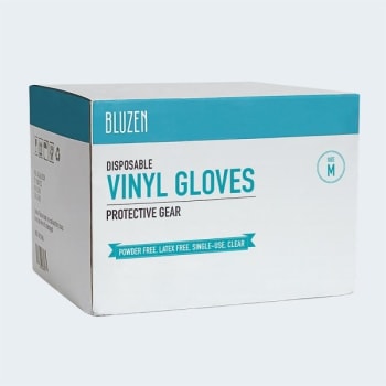 Safety Wercs Bluzen Vinyl Disposable Gloves, 4 Mil, Clear, Medium, Case Of 1000