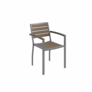 Image for Kfi Eveleen Series Outdoor Cafe Arm Chair, Silver Frame, Mocha Seat from HD Supply