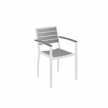 Image for Kfi Eveleen Series Outdoor Cafe Arm Chair, White Frame, Gray Seat from HD Supply