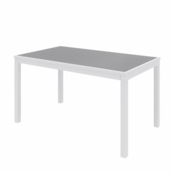 KFI Eveleen Series 32 X 55" Outdoor Cafe Table, White Frame, Gray Seat