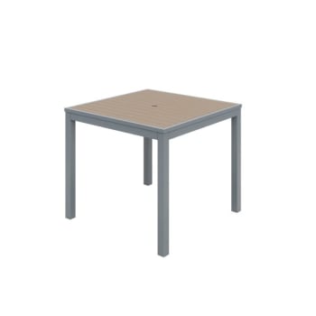 Kfi Eveleen Series 35" Square Outdoor Cafe Table, Silver Frame, Mocha Seat