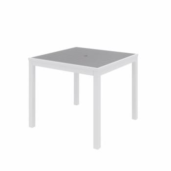 Kfi Eveleen Series 35" Square Outdoor Cafe Table, White Frame, Gray Seat