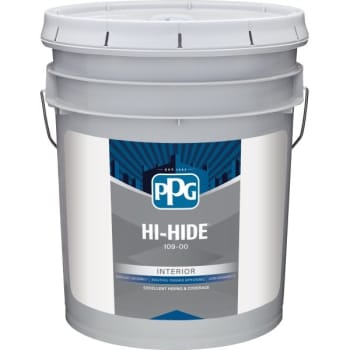 Ppg Architectural Finishes Hi-Hide® Latex Semi-Gloss Paint, White, 5 Gallon
