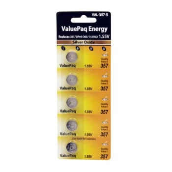 Dantona® 1.55 Volt Silver Oxide 357 Watch Battery, VAL-357-5, Package Of 5