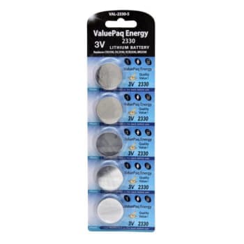 Image for Dantona® 3 Volt Lithium CR-2330 Battery, VAL-2330-5, Package Of 5 from HD Supply