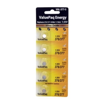 Image for Dantona® 1.55 Volt Silver Oxide 377 Watch Battery, VAL-377-5, Package Of 5 from HD Supply
