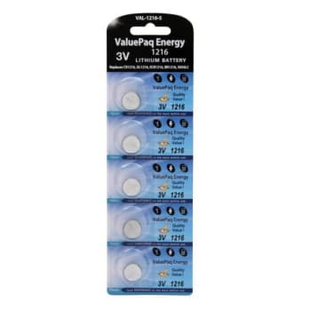 Image for Dantona ® 3 Volt Lithium CR-1216 Battery, VAL-1216-5, Package Of 5 from HD Supply