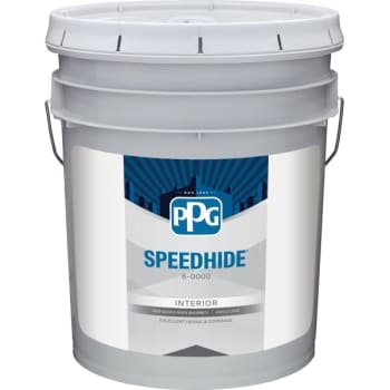 Ppg Architectural Finishes Speedhide® Interior Latex Flat Paint, White, 5 Gallon