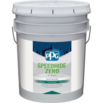Ppg Architectural Finishes Speedhide® Zero Latex Flat Paint, White Pastel, 5 Gal
