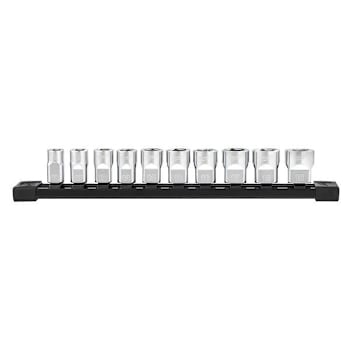 Milwaukee Low 6-Point Socket Set With Four Flat Sides, Metric, 3/8", 10 Piece