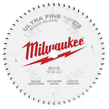 Image for Milwaukee 7-1/4" 60 Teeth Carbide, Ultra Fine Finish, Wood Cutting Circular Saw Blade from HD Supply