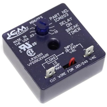 Image for Icm 18-240 Vac Delay-On-Break Timer With .03-10 Minutes Adjustable Time Delay from HD Supply