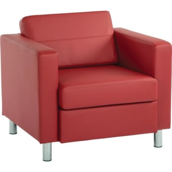 Worksmart Pacific Arm Chair In Red With Chrome Finish Legs