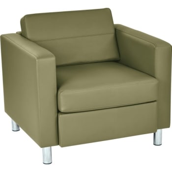 Worksmart Pacific Arm Chair In Sage With Chrome Finish Legs