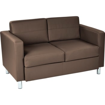 Worksmart Pacific Loveseat In Java With Chrome Finish Legs
