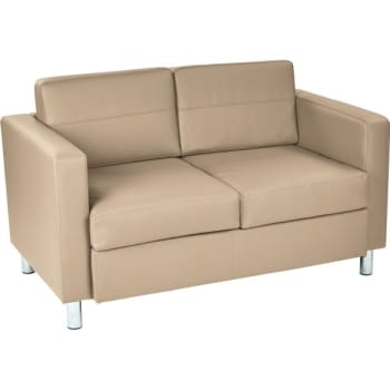Worksmart Buff Pacific Loveseat With Chrome Finish Legs
