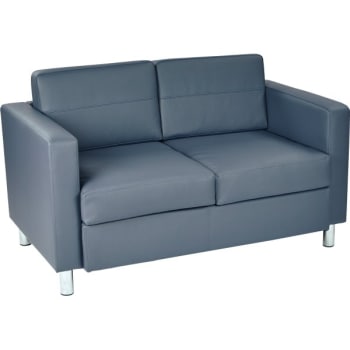 Worksmart Pacific Loveseat In Blue With Chrome Finish Legs