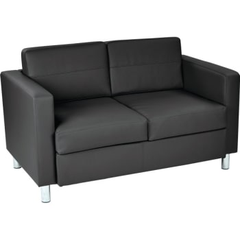 Worksmart Black Pacific Loveseat With Chrome Finish Legs