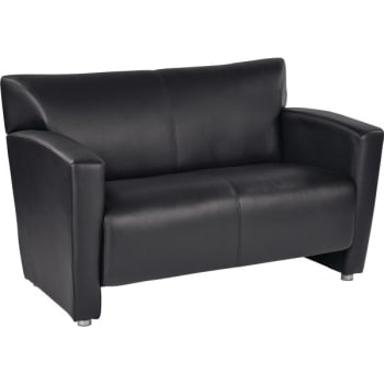 Image for Osp Furniture Black Faux Leather Loveseat With Silver Finish Legs from HD Supply