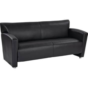 Image for Osp Furniture Black Faux Leather Sofa With Silver Finish Legs from HD Supply