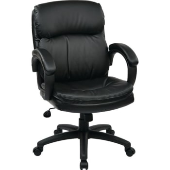 Worksmart Mid Back Bonded Leather Executive Chair With Padded Arms