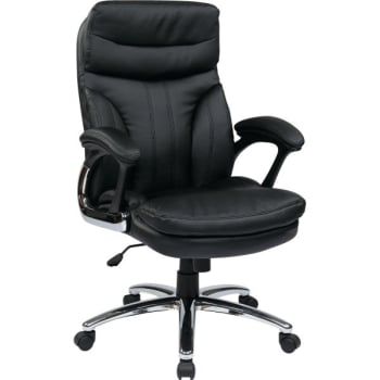 Worksmart High Back Executive Faux Leather Chair, Thick Padded Contour,