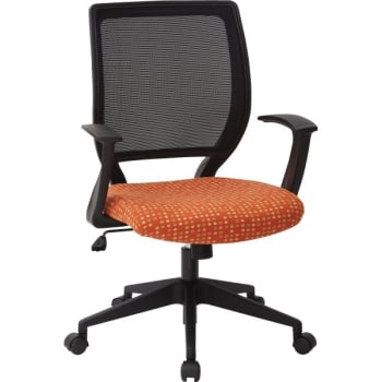 Worksmart Woven Mesh Task Chair In Tangelo With Dual Wheel Carpet Casters
