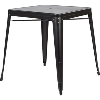 Worksmart Metal Dining Table With Umbrella Hole Center Placement In Matte Black