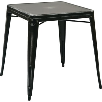 Worksmart Metal Dining Table, Antique Black With Umbrella Hole Center Placement