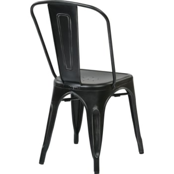 Worksmart Metal Dining Chair, Antique Black With Backrest Assembled Package Of 4